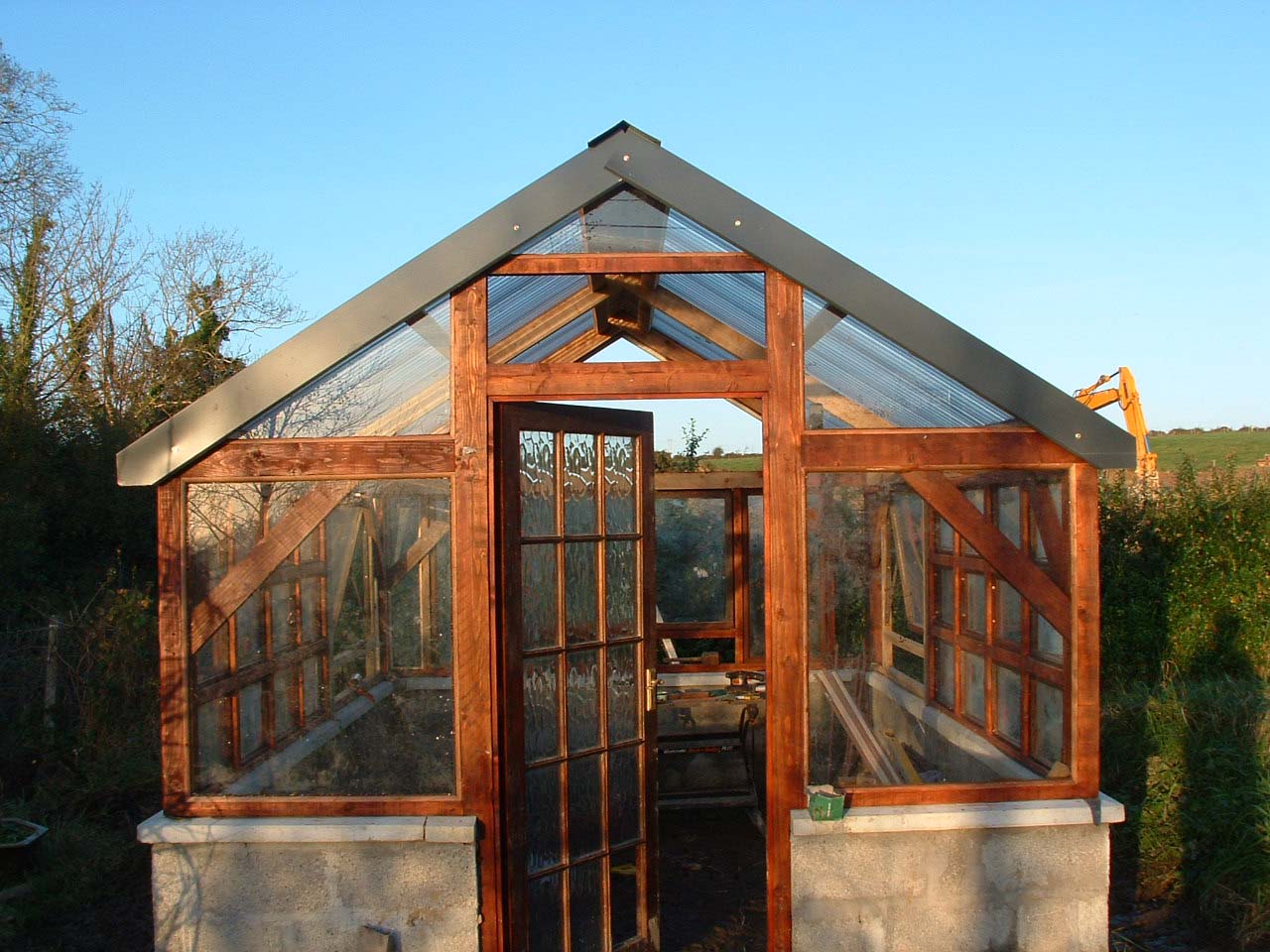 Wood Work » Timber frame Greenhouse w recycled windows